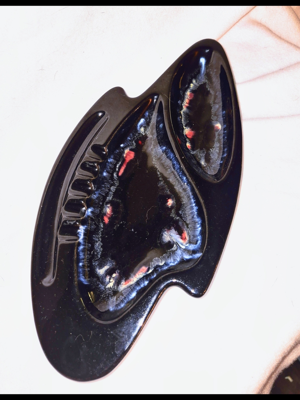 Vintage Royal Haeger R112 Black Red Drip Ashtray Trinket Dish No Chips Or Cracks